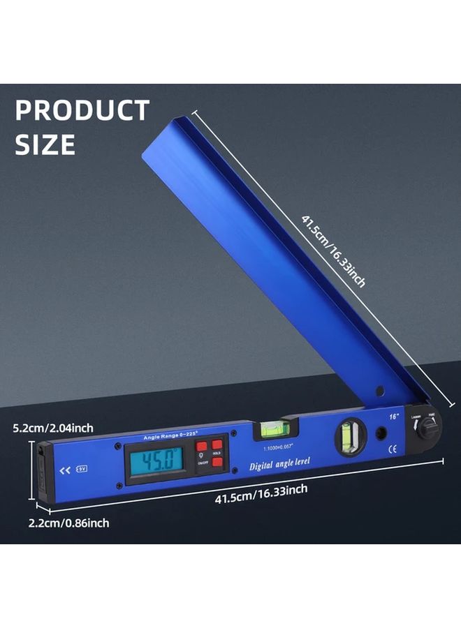 Blue Aluminum Digital Angle Finder Protractor 225 Degree Backlight LCD - Image 2