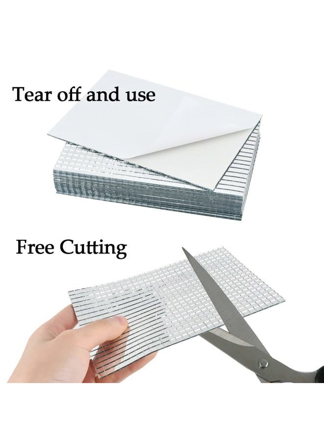 OTYMIOW "N/A" OTYMIOW Mirrors Mosaic Tiles, Real Glass Craft Mini Square Mirrors Mosaic Tiles Self-Adhesive Glass Mosaic Stickers Mini Mirror Stickers for DIY Glass Tiles Decorations Making (5 x 5 mm Silver) - Image 3