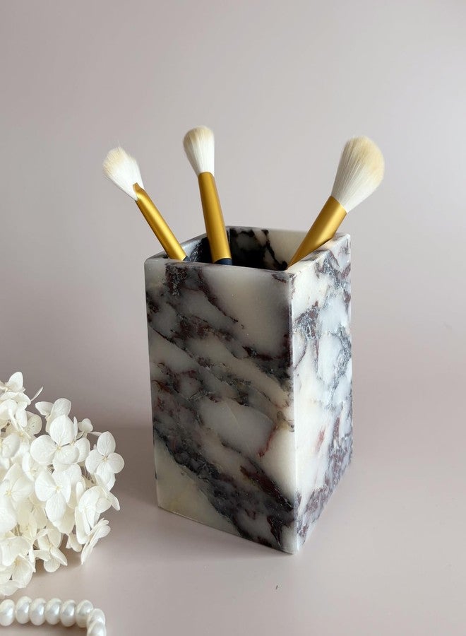 StonePlus Natural Marble Stone Square Storage Container Empty Vessel Holder Cup for Candle/Pens/Sundries items (Calacatta Purple) - Image 5