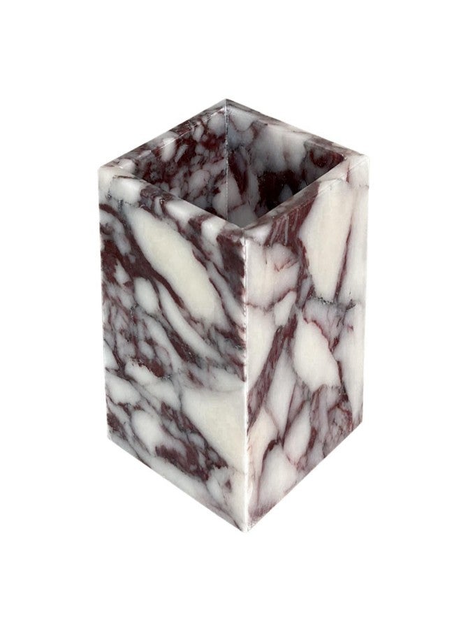 StonePlus Natural Marble Stone Square Storage Container Empty Vessel Holder Cup for Candle/Pens/Sundries items (Calacatta Purple) - Image 1