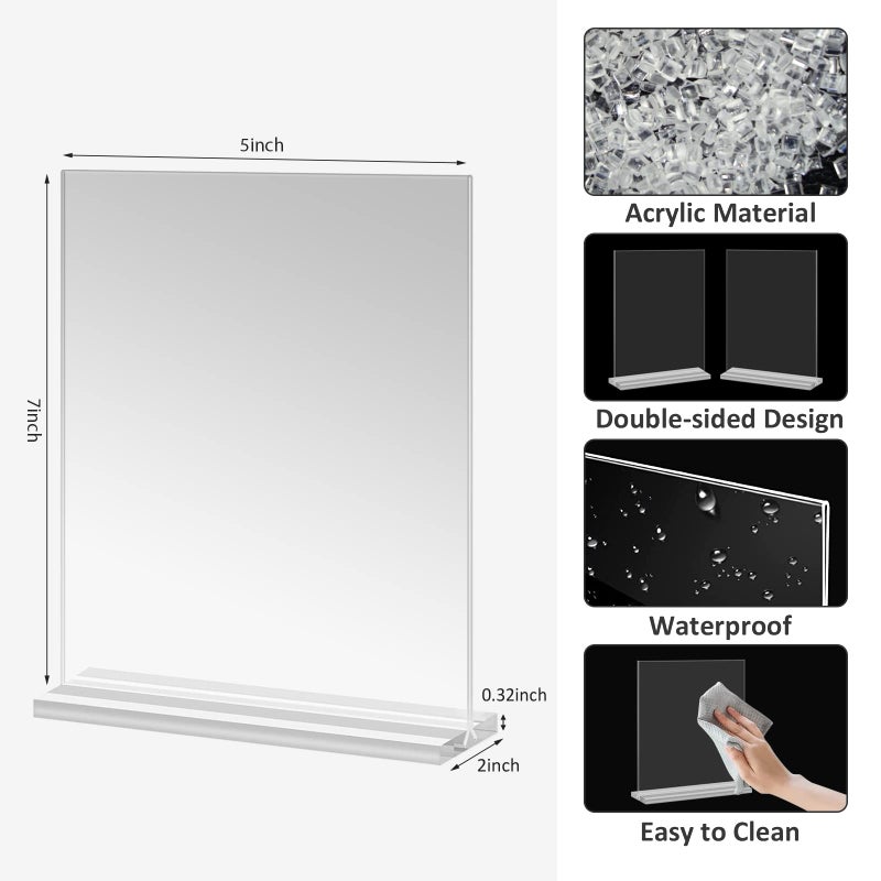 Douildhaiy Acrylic Picture Frame 5x7 inches  4 Pack Clear Plastic Picture Frames Holder Standing Double Sided Picture Desktop Display for Photo Home Office -Vertical - Image 2