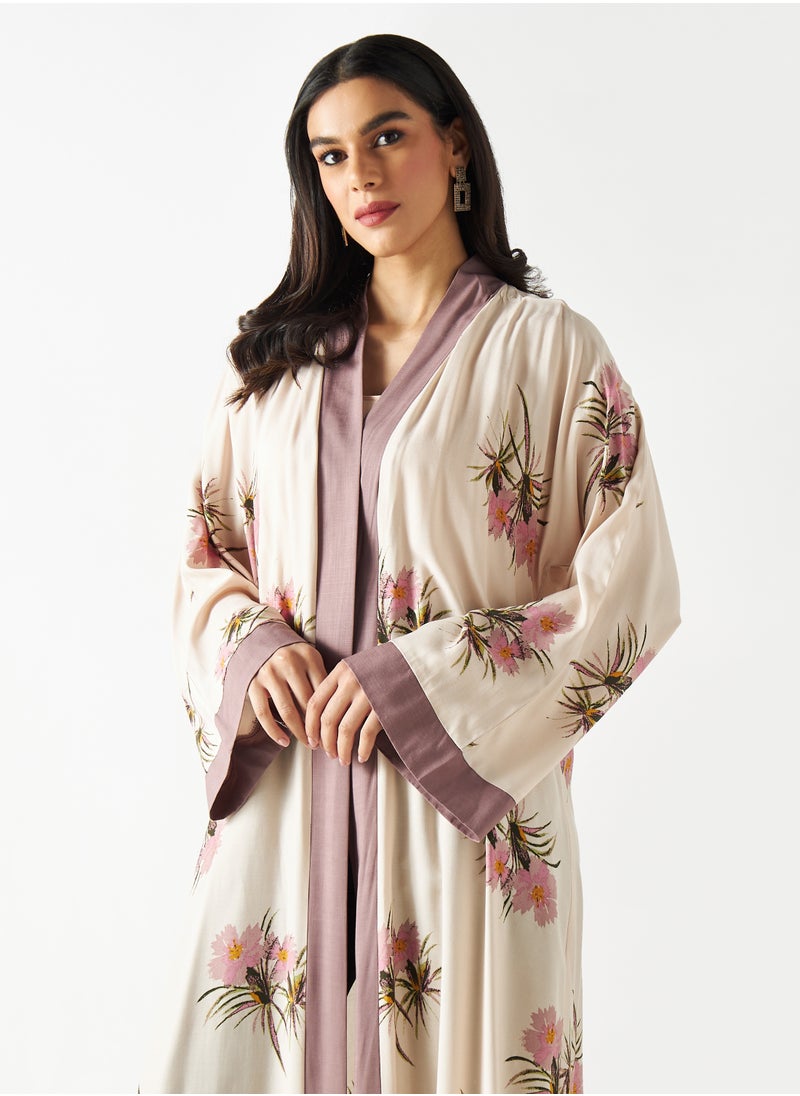 هدية المدينة  - عباية مطبوعة مع الحجاب - HM - Image 1