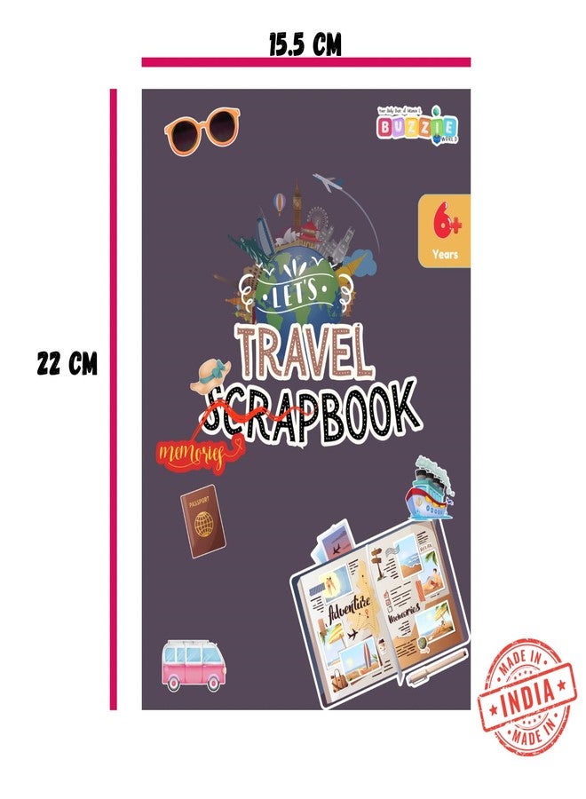 BuzzieWorld Lets Travel Memory Book with Stickers | Scrap Books for Kids | Travel Scrapbook | Memory Book | for Ages 6-8Years, 9-11 Years, 12-14 Year Old Boys and Girls (Single Pack) - Image 2