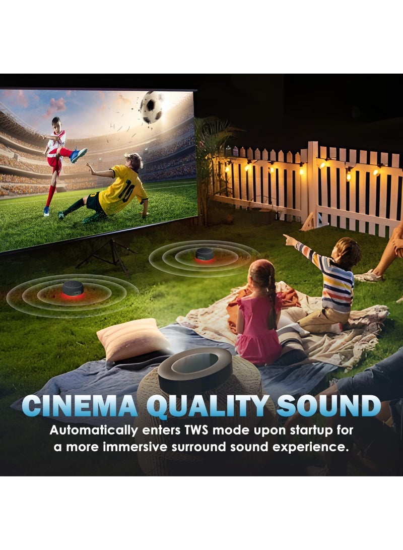 مجموعة مكبر صوت بلوتوث مزدوج مع قاعدة مغناطيسية وحامل هاتف - صوت ستيريو TWS، وقت تشغيل 10 ساعات، أضواء مزامنة موسيقى RGB - مكبر صوت لاسلكي بلوتوث 5.4 للسينما المنزلية، في الهواء الطلق، مشاهدة التلفزيون، غرف متعددة - Image 5