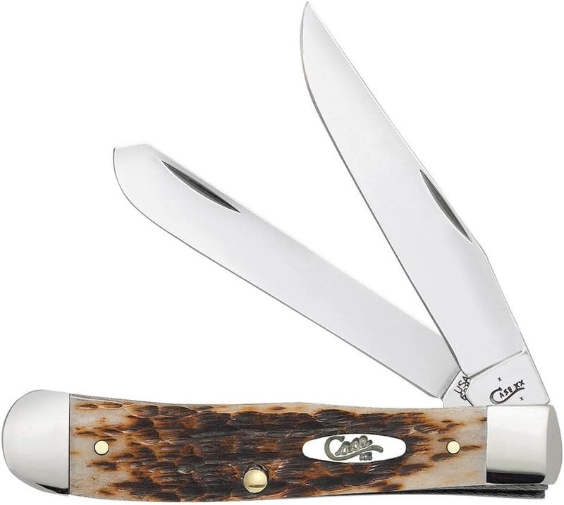 Case XX WR Pocket Knife Amber Jigged Bone Trapper Item #164 - (6254 SS) - Length Closed: 4 1/8 Inches - Image 1