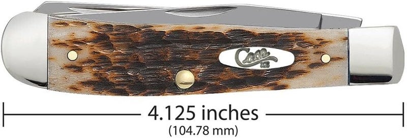 Case XX WR Pocket Knife Amber Jigged Bone Trapper Item #164 - (6254 SS) - Length Closed: 4 1/8 Inches - Image 2