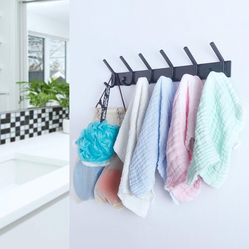 WEBI Coat Rack Wall Mounted,5 Coat Hooks for Hanging Coats,Heavy Duty Metal Double Hook Rack Hook Rail Wall Coat Rack with Hooks Coat Hanger Wall Mount for Clothes Entryway Jacket,Black - Image 4