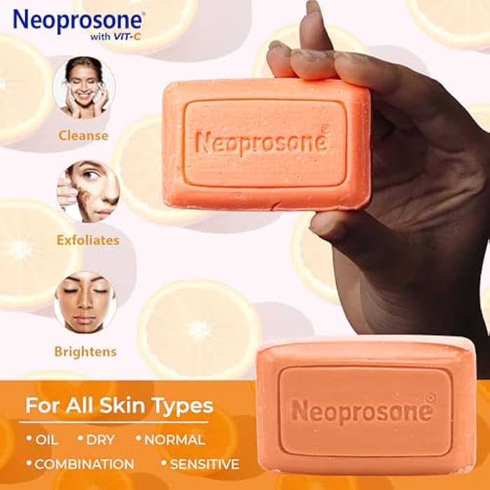 Neoprosone Skin Brightening Soap, 2.82 oz / 80 g, Hyperpigmentation Soap, Cleansing Bar, Fade Dark Spots on Knees, Elbows, Face, Private Areas, with Vitamin C and Castor Oil - Image 5