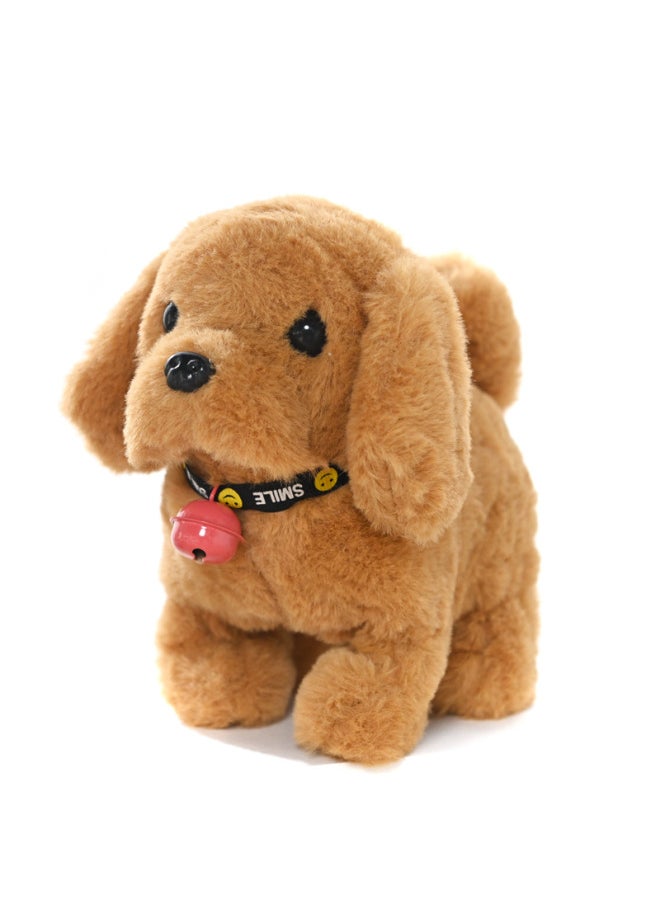Electric Plush Toy Dog Simulation Electronic Pet Doll Dog Walking Tail Wagging Bell Children's Toy-Color:Yellow  - Image 1