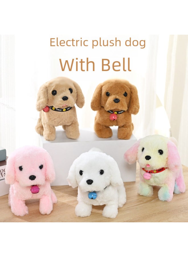 Electric Plush Toy Dog Simulation Electronic Pet Doll Dog Walking Tail Wagging Bell Children's Toy-Color:Yellow  - Image 2
