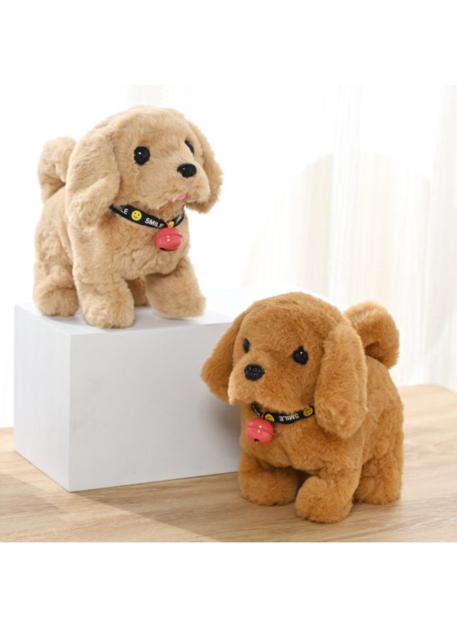 Electric Plush Toy Dog Simulation Electronic Pet Doll Dog Walking Tail Wagging Bell Children's Toy-Color:Yellow  - Image 3