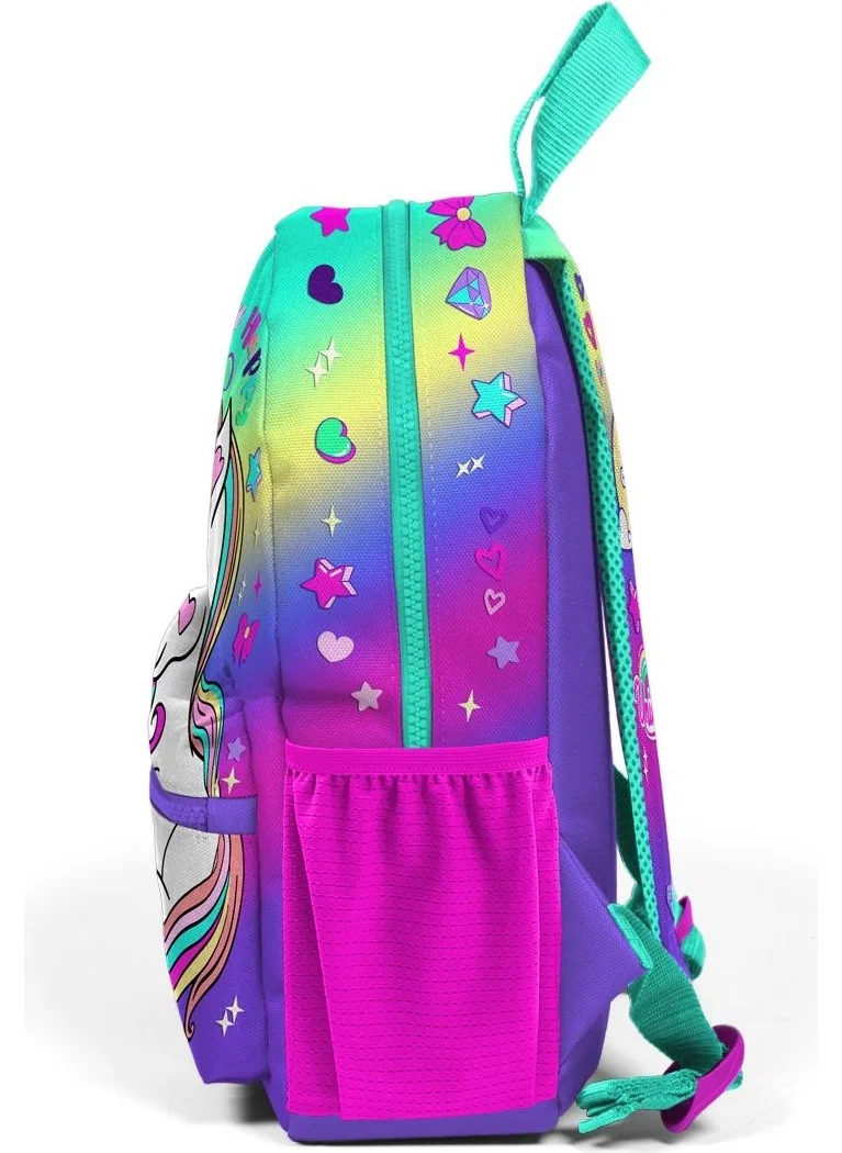 CORAL HIGH Mini Nest Backpack Lavender Water Green Unicorn Patterned Two Compartments 23529