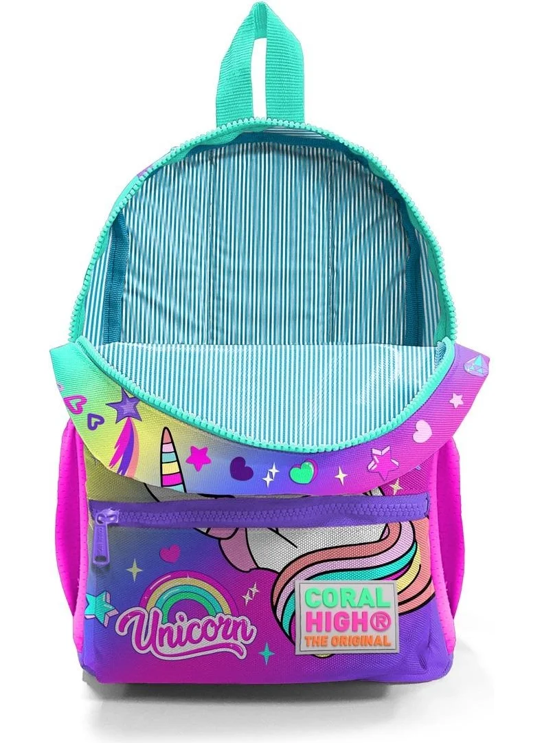 CORAL HIGH Mini Nest Backpack Lavender Water Green Unicorn Patterned Two Compartments 23529