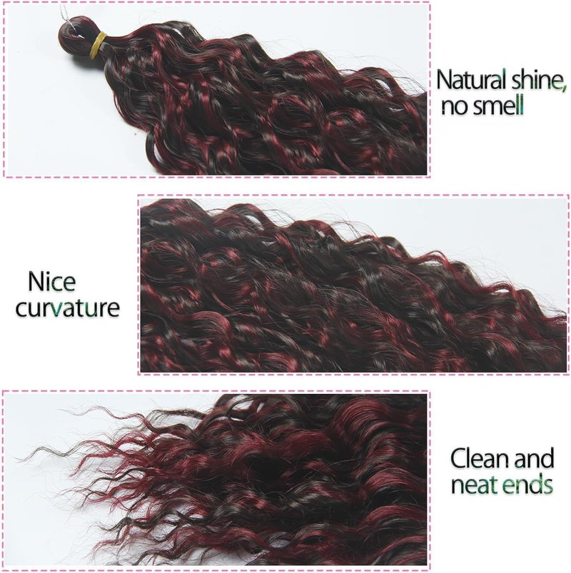 DSOAR Deep Wave Braiding Hair Ombre Deep Twist Wavy Synthetic Hair Highlight Curly Extensions for Braids Ocean Wave Hair Bundles 22 Inch 3 Packs, 4/BUG# - Image 3
