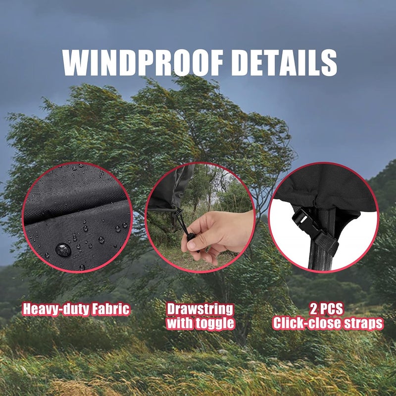 WLEAFJ Fire Pit Cover Square, Fits for 28-32 Inch Gas Fire Table, Heavy Duty Oxford Fabric Outdoor Fireplace Cover, Waterproof Rectangle Firepit Cover, 32 x 32 x 24 Inch, Black - Image 5