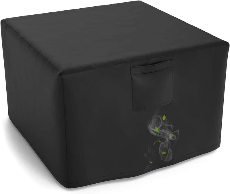 WLEAFJ Fire Pit Cover Square, Fits for 28-32 Inch Gas Fire Table, Heavy Duty Oxford Fabric Outdoor Fireplace Cover, Waterproof Rectangle Firepit Cover, 32 x 32 x 24 Inch, Black - Image 1