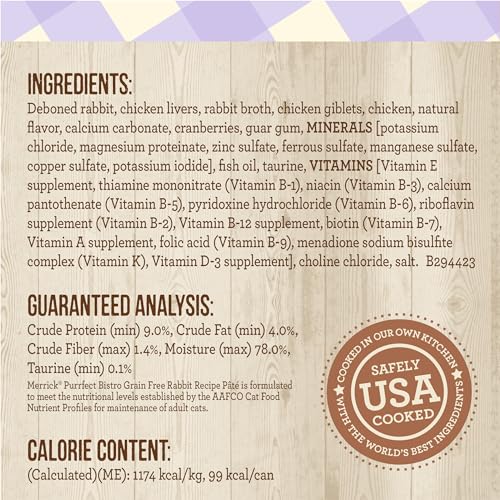Merrick Purrfect Bistro Grain Free Wet Cat Food Rabbit Recipe Pate - (Pack of 24) 3 oz. Cans - Image 5