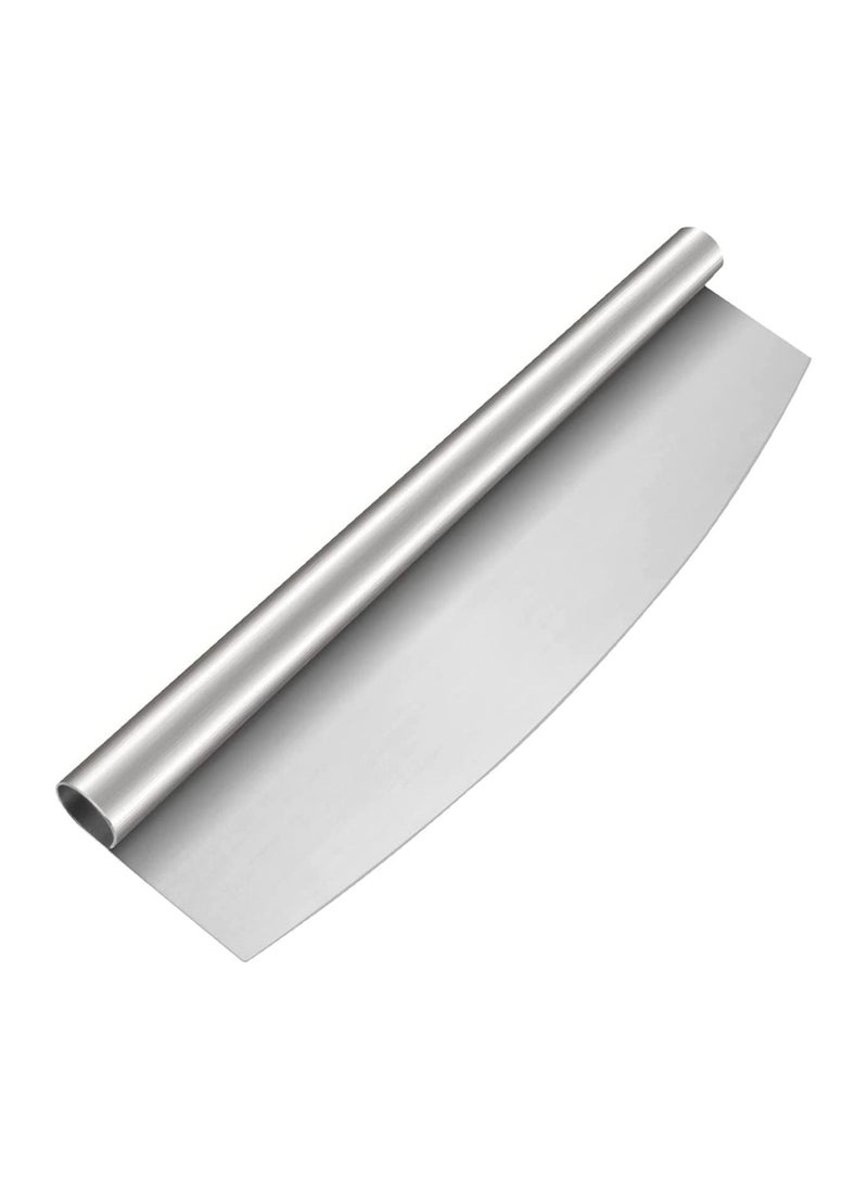 Rocker Style Stainless Steel Pizza Cutter, Pastry Bench Scraper, Sharp and Versatile Cutter Chop and Slice Cakes and Pizzas