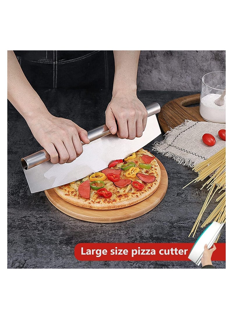 Rocker Style Stainless Steel Pizza Cutter, Pastry Bench Scraper, Sharp and Versatile Cutter Chop and Slice Cakes and Pizzas