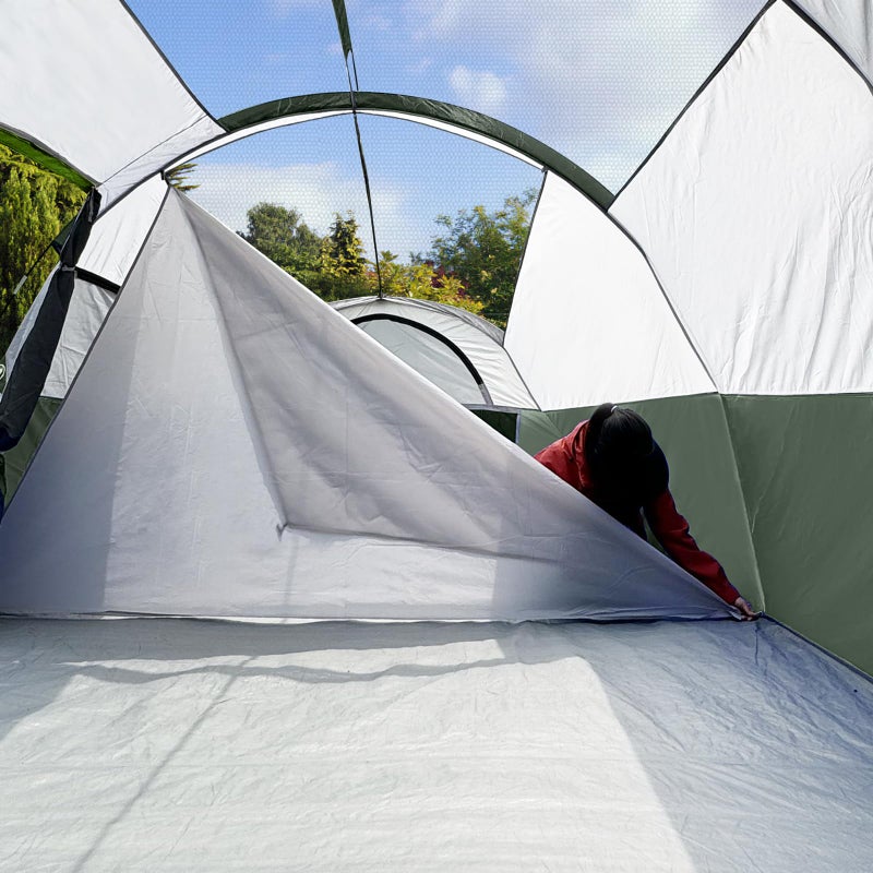 CAMPROS CP Tent 8 Person Camping Tents, Weather Resistant Family Tent, 5 Large Mesh Windows, Double Layer, Divided Curtain for Separated Room, Portable with Carry Bag - Light Green - Image 3