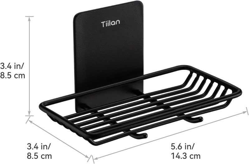 Tiilan Self Adhesive Bar Soap Dish for Shower, Bathroom Soap Holder Wall Mount – Stainless Steel, Black - Image 4