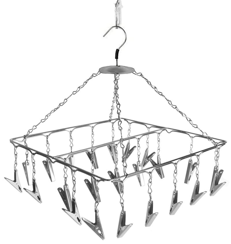 Synergy 25 Clips Stainless Steel Square Cloth Dryer | Cloth Hanger with Clips | Baby & Infant Clothes Drying Hanger | Undergarments & Socks Drying Rack (SY-CS15) - Image 1