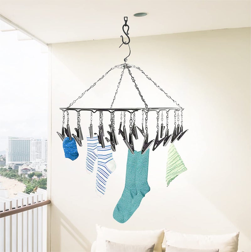 Synergy 25 Clips Stainless Steel Square Cloth Dryer | Cloth Hanger with Clips | Baby & Infant Clothes Drying Hanger | Undergarments & Socks Drying Rack (SY-CS15) - Image 5