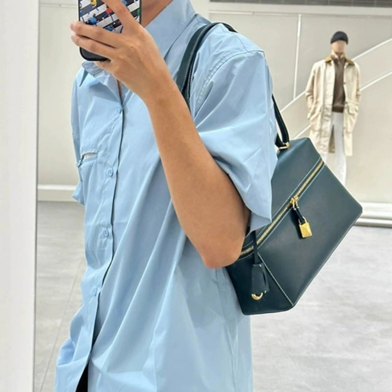 Explosive Extabag Lunch Box Bag Lp27 Vintage Cowhide Box Bag Epso Leather Portable Large Capacity Shoulder Bag - Image 3