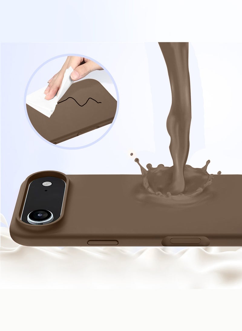 Silicone Protective Phone Case for iPhone 17 Air - Soft Anti-Scratch Microfiber Lining Ultra Slim Drop Protection Phone Cover - Desert Titanium - Image 4