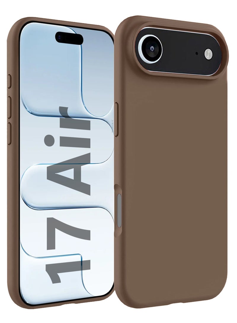 Silicone Protective Phone Case for iPhone 17 Air - Soft Anti-Scratch Microfiber Lining Ultra Slim Drop Protection Phone Cover - Desert Titanium - Image 1