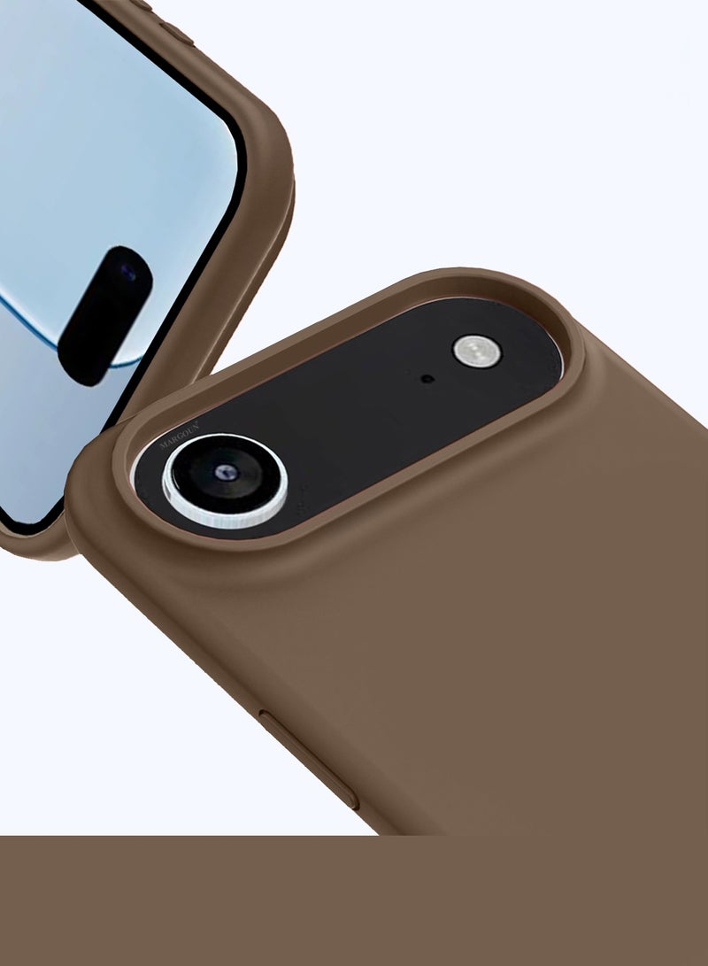 Silicone Protective Phone Case for iPhone 17 Air - Soft Anti-Scratch Microfiber Lining Ultra Slim Drop Protection Phone Cover - Desert Titanium - Image 3