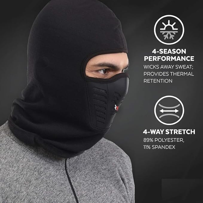 ZaySoo Imported Unisex Full face Cover Breathable Flees Fabric and Spandex Ski Cover Balaclava Windproof UV Protected Bike & Cycling Accessories Face Mask for Bikers Reuseable Black - Image 3