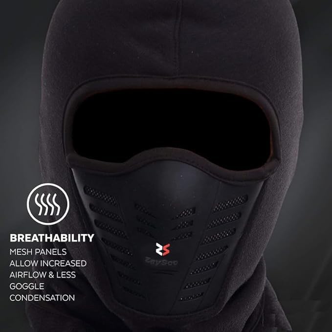 ZaySoo Imported Unisex Full face Cover Breathable Flees Fabric and Spandex Ski Cover Balaclava Windproof UV Protected Bike & Cycling Accessories Face Mask for Bikers Reuseable Black - Image 4