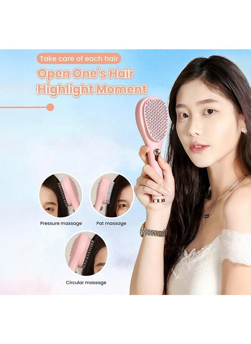 URbantin Self Cleaning Hair brush Retractable Hair Brush For women,Airbag Massage Combs for Thick Hair Long Hair (light pink)  - Image 1