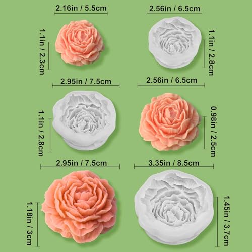 ZQYSING 3 Pcs Peony Candle Mold for Candle Making, Set of Large + Medium +Small 3D Peony Flower Silicone Molds for Epoxy Resin Casting Wax Soap Clay Plaster Home Décor Handmade Gift - Image 5