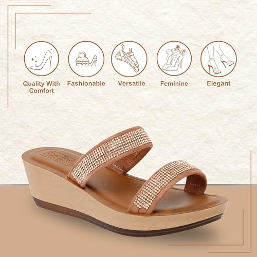 Bella by Labella Women's Fashion Platform Slip-On Sandal – Comfortable, Lightweight, Slip-Resistant, Breathable – Ideal for Casual and Office Wear 24000077Copper UK 5 - Image 2