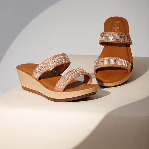 Bella by Labella Women's Fashion Platform Slip-On Sandal – Comfortable, Lightweight, Slip-Resistant, Breathable – Ideal for Casual and Office Wear 24000077Copper UK 5 - Image 3