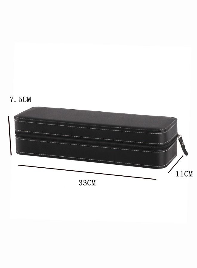 Yolu 6 Slot Luxury PU Leather Watch Box, Portable Zippered Travel Watch Case Storage - Image 5