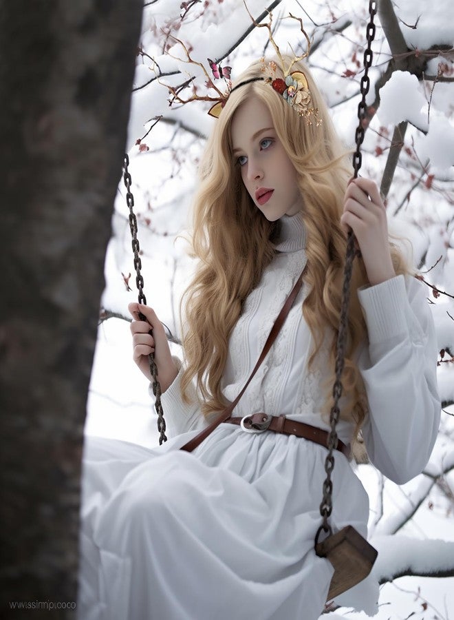 LLinfflr Deer Antler Cat Ear Headband with Flowers for Cosplay Party Costume - Image 5