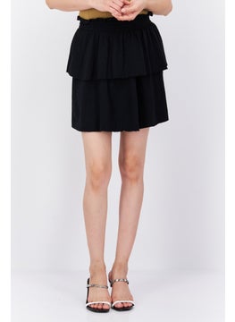 Planet Gold Women Smocked Tiered Skirts, Black  - Image 1