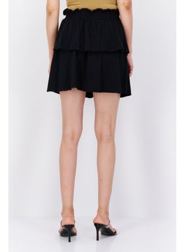 Planet Gold Women Smocked Tiered Skirts, Black  - Image 4
