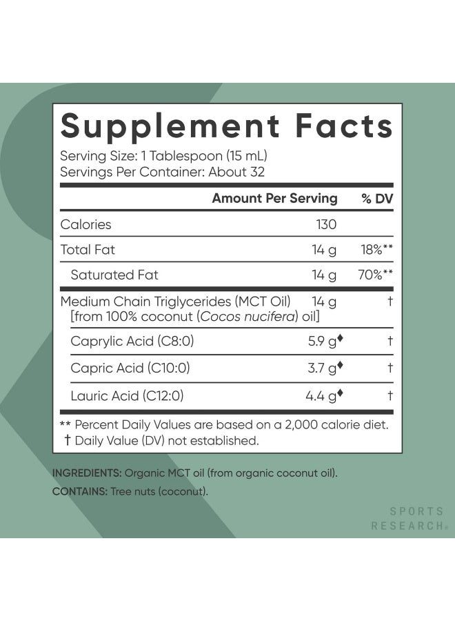 SPORTS RESEARCH Organic MCT Oil - Keto & Vegan MCTs C8, C10, C12 from Coconuts - Image 5