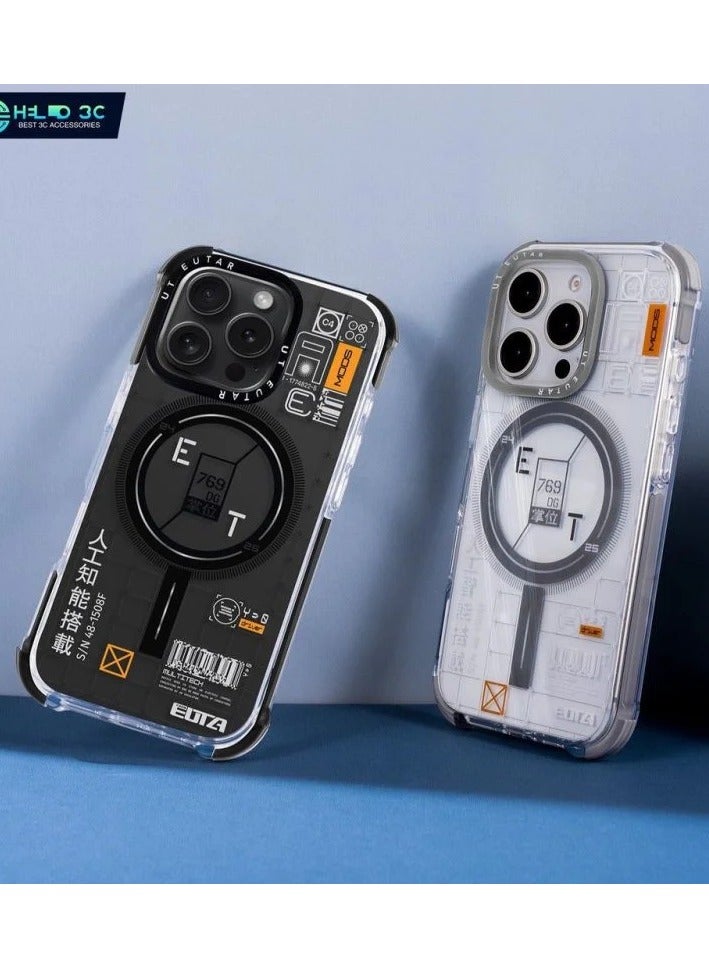 يوتا جراب مغناطيسي شفاف من EUTA لهاتف iPhone 16 Pro Max - أسود - Image 3