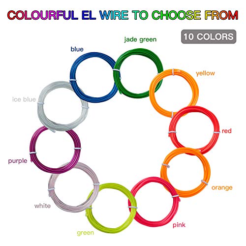 lychee EL Wire Neon Glowing Strobing Electroluminescent Light El Wire w/Battery Pack for Parties, Halloween Decoration (Blue, 9ft) - Image 4