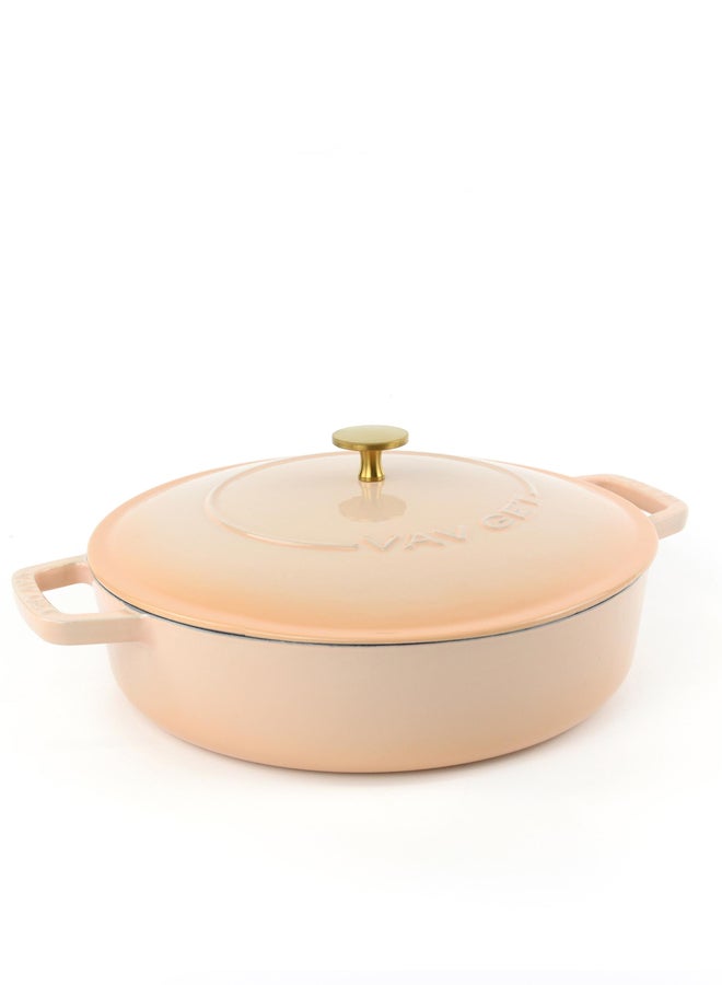 VAV GET Enameled Cast Iron Dutch Oven Braiser. 28cm, 3.79L, Peach - Image 4