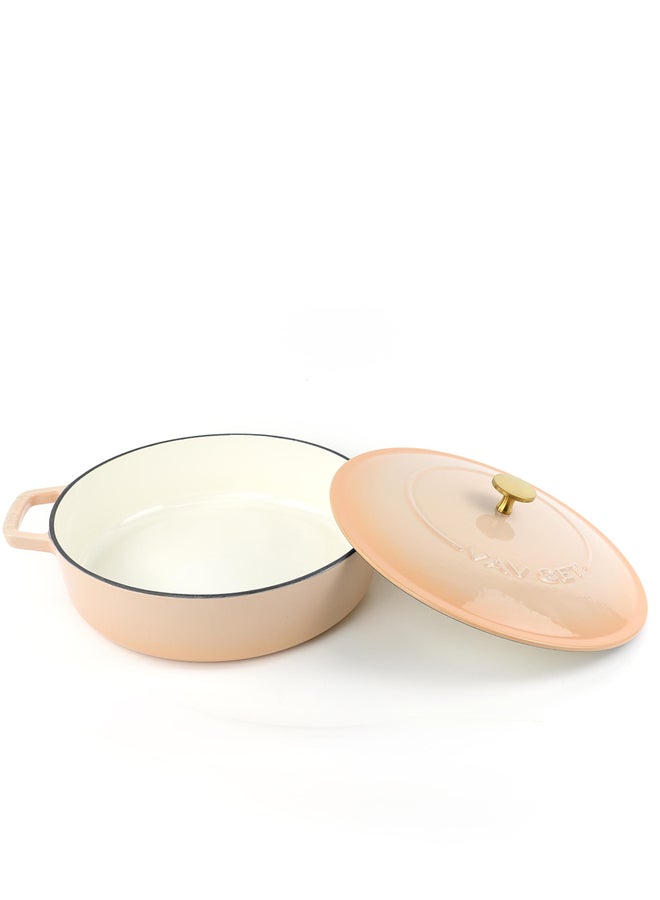VAV GET Enameled Cast Iron Dutch Oven Braiser. 28cm, 3.79L, Peach - Image 5