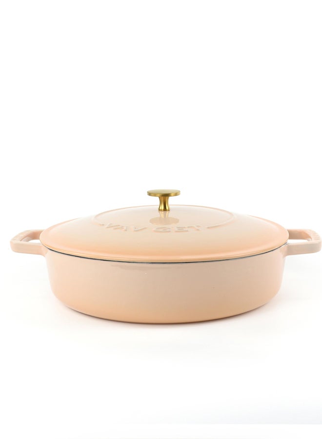 VAV GET Enameled Cast Iron Dutch Oven Braiser. 28cm, 3.79L, Peach - Image 1