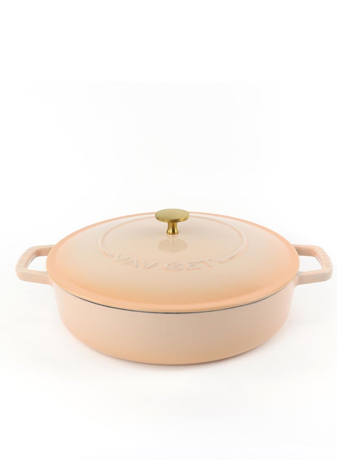 VAV GET Enameled Cast Iron Dutch Oven Braiser. 28cm, 3.79L, Peach - Image 3