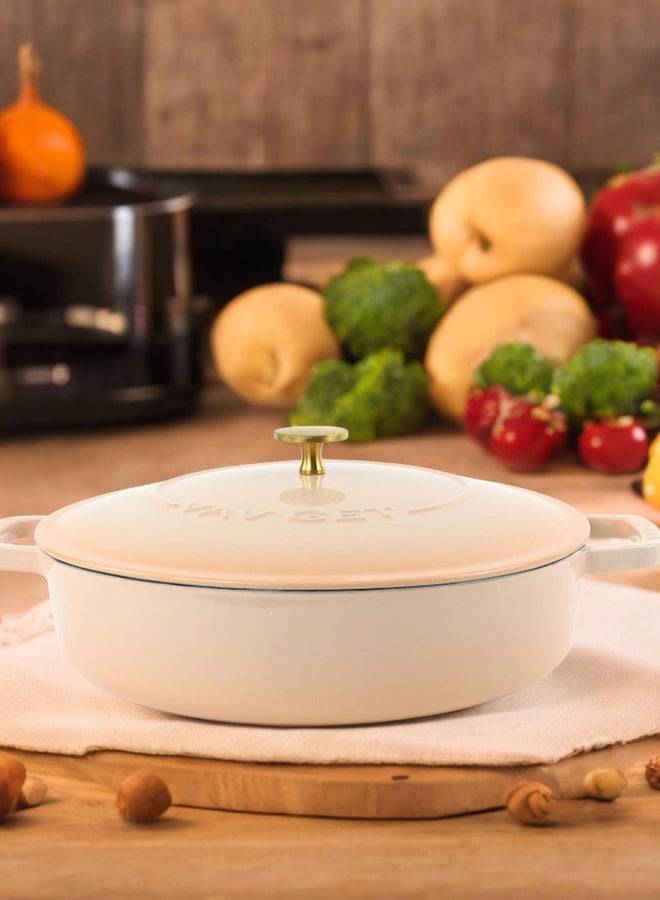 VAV GET Enameled Cast Iron Dutch Oven Braiser. 28cm, 3.79L, Peach - Image 2