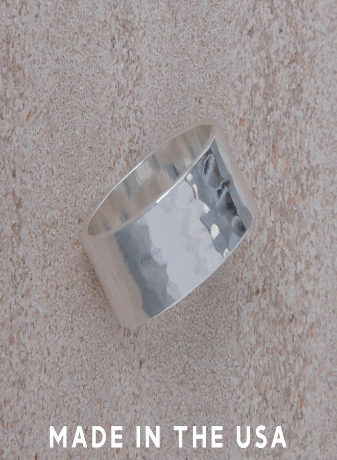 هامبل شيك نيويورك خواتم فضية مطلية عيار 925 للنساء - خاتم فضي سميك بوهيمي، خواتم عريضة قابلة للتكديس للنساء للإبهام أو الإصبع الأوسط، خاتم بسيط مميز، مضاد للحساسية، لا يتغير لونه - مقاس 10 - Image 3